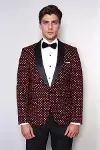 Nokta Desenli Slim Fit Bordo Erkek Smokin Ceket - Wessi-3