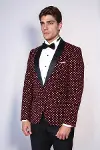 Nokta Desenli Slim Fit Bordo Erkek Smokin Ceket - Wessi-4