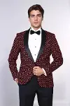 Nokta Desenli Slim Fit Bordo Erkek Smokin Ceket - Wessi-1