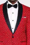 Nokta Desenli Slim Fit Kırmızı Erkek Smokin Ceket - Wessi-2