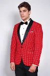 Nokta Desenli Slim Fit Kırmızı Erkek Smokin Ceket - Wessi-4