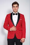 Nokta Desenli Slim Fit Kırmızı Erkek Smokin Ceket - Wessi-5