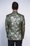 Gold Gül Desenli Slim Fit Yeşil Erkek Smokin Ceket - Wessi-6