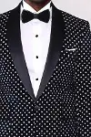 Nokta Desenli Slim Fit Lacivert Erkek Smokin Ceket - Wessi-2