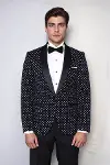 Nokta Desenli Slim Fit Lacivert Erkek Smokin Ceket - Wessi-3