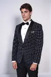 Nokta Desenli Slim Fit Lacivert Erkek Smokin Ceket - Wessi-4