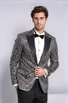 Tüy Desenli Slim Fit Lacivert Erkek Smokin Ceket - Wessi-3