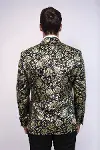 Gold Gül Desenli Slim Fit Lacivert Erkek Smokin Ceket - Wessi-5
