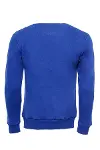 Koyu Mavi Desensiz Bisiklet Yaka Sweatshirt - Wessi-2