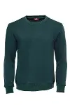 Yeşil Desensiz Bisiklet Yaka Sweatshirt - Wessi-1