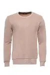 Bej Desensiz Bisiklet Yaka Sweatshirt - Wessi-1
