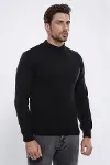 Yarım Balıkçı Yaka Siyah Triko - Wessi-3