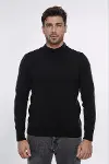 Yarım Balıkçı Yaka Siyah Triko - Wessi-4