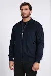 Desensiz Fermuarlı Cepli Lacivert Erkek Bomber Ceket - Wessi-4