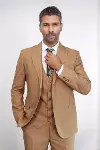 Desensiz Slim Fit Taba Erkek Takım Elbise - Wessi-3