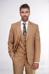 Desensiz Slim Fit Taba Erkek Takım Elbise - Wessi-1