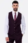Desensiz Geniş Yaka Bordo Erkek Takım Elbise - Wessi-9