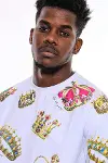 Beyaz Baskılı Taşlı Bisiklet Yaka Sweatshirt - Wessi-2