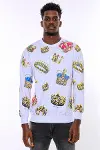 Beyaz Baskılı Taşlı Bisiklet Yaka Sweatshirt - Wessi-3