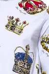 Beyaz Baskılı Taşlı Bisiklet Yaka Sweatshirt - Wessi-6