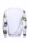 Beyaz Baskılı Taşlı Bisiklet Yaka Sweatshirt - Wessi-8