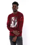 Bordo Taşlı Baskılı Sweatshirt - Wessi-10