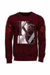 Bordo Taşlı Baskılı Sweatshirt - Wessi-5