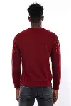 Bordo Taşlı Baskılı Sweatshirt - Wessi-6
