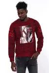 Bordo Taşlı Baskılı Sweatshirt - Wessi-9