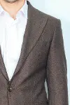 Slim Fit Desenli Kahverengi Erkek Ceket - Wessi-2