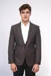 Slim Fit Desenli Kahverengi Erkek Ceket - Wessi-4