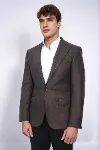 Slim Fit Desenli Kahverengi Erkek Ceket - Wessi-5