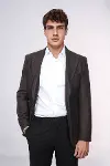 Slim Fit Desenli Kahverengi Erkek Ceket - Wessi-1