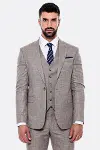Kendinden Desenli Yelekli Slim Fit Bej Takım Elbise - Wessi-6