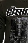 Haki Yeşil Citadium Baskılı Taşlı Bisiklet Yaka Sweatshirt | Wessi-2