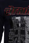 Lacivert Kaplan Baskılı Bisiklet Yaka Sweatshirt | Wessi-2