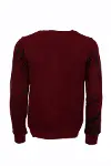 Bordo Taşlı Baskılı Bisiklet Yaka Sweatshirt - Wessi-3