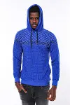 Lacivert Kapşonlu Taşlı Baskılı Desenli Sweatshirt - Wessi-2