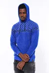 Lacivert Kapşonlu Taşlı Baskılı Desenli Sweatshirt - Wessi-3