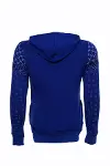 Lacivert Kapşonlu Taşlı Baskılı Desenli Sweatshirt - Wessi-4
