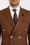Kruvaze Slim Fit Kahverengi Erkek Ceket - Wessi-2