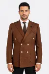 Kruvaze Slim Fit Kahverengi Erkek Ceket - Wessi-3