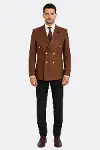 Kruvaze Slim Fit Kahverengi Erkek Ceket - Wessi-4