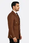 Kruvaze Slim Fit Kahverengi Erkek Ceket - Wessi-5