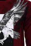 Bordo Taşlı Baskılı Sweatshirt - Wessi-2