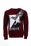 Bordo Taşlı Baskılı Sweatshirt - Wessi-1