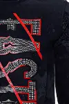 Koyu Lacivert Fashion Baskılı Bisiklet Yaka Sweatshirt | Wessi-2