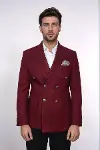 Kruvaze Slim Fit Bordo Erkek Ceket - Wessi-4