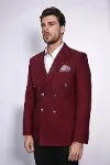 Kruvaze Slim Fit Bordo Erkek Ceket - Wessi-5
