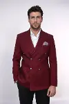 Kruvaze Slim Fit Bordo Erkek Ceket - Wessi-1